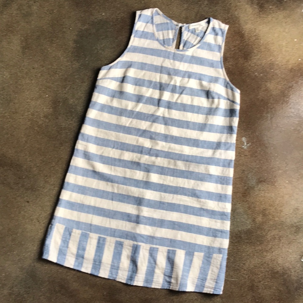 Monteau Blue & Cream Linen Dress